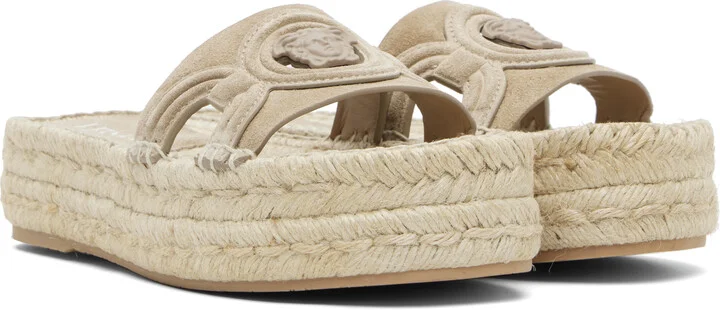 Versace Beige Medusa '95 Platform Espadrille Sandals - Image 4