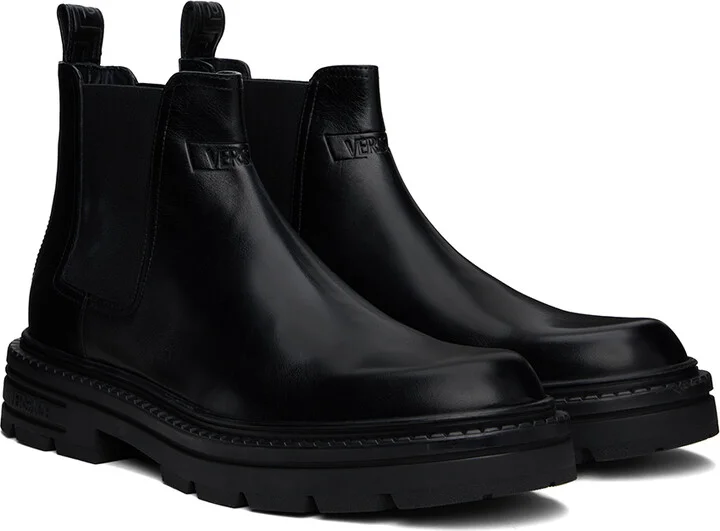 Versace Black Adriano Chelsea Boots - Image 4