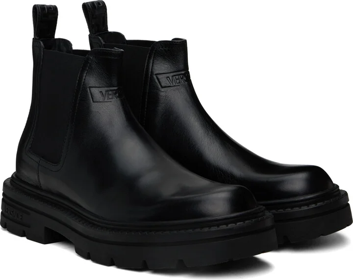 Versace Black Adriano Chelsea Boots - Image 4