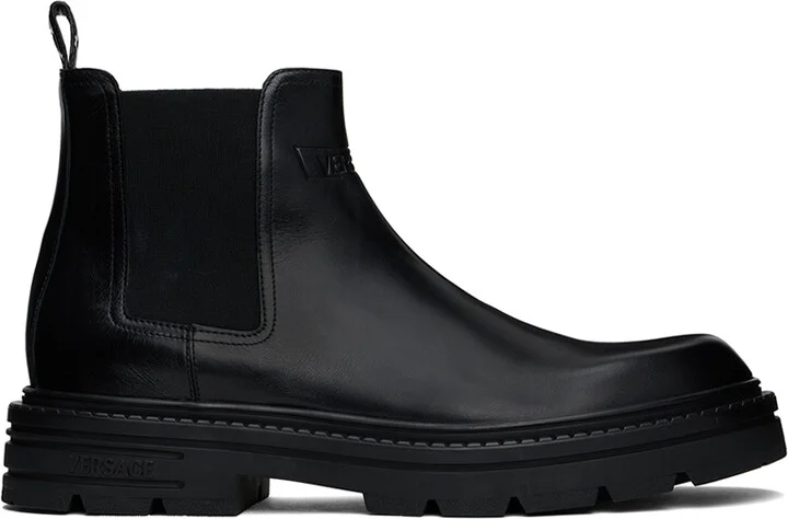 Versace Black Adriano Chelsea Boots