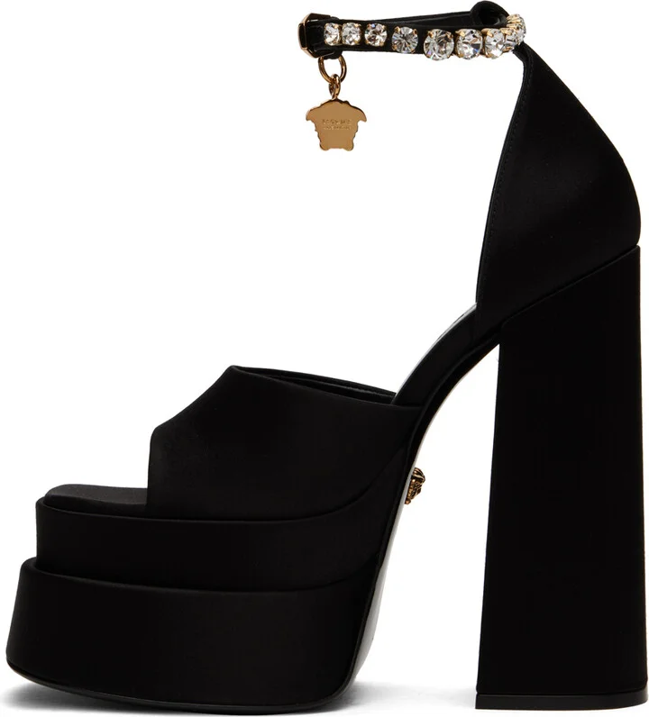Versace Black Aevitas Heeled Sandals - Image 3