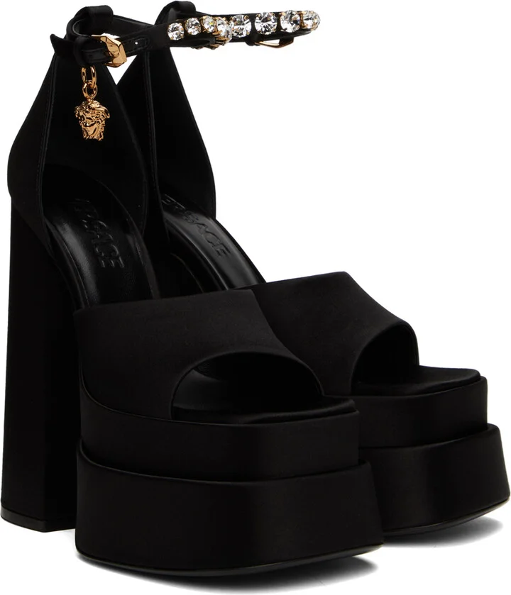 Versace Black Aevitas Heeled Sandals - Image 4