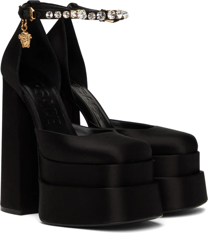 Versace Black Aevitas Platform Heels - Image 4