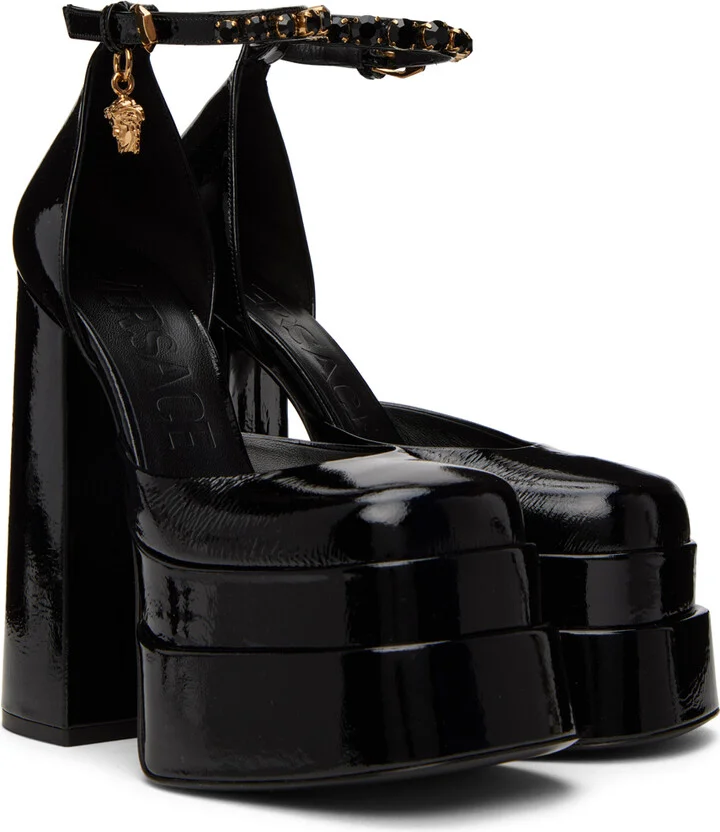 Versace Black Aevitas Platform Heels - Image 4