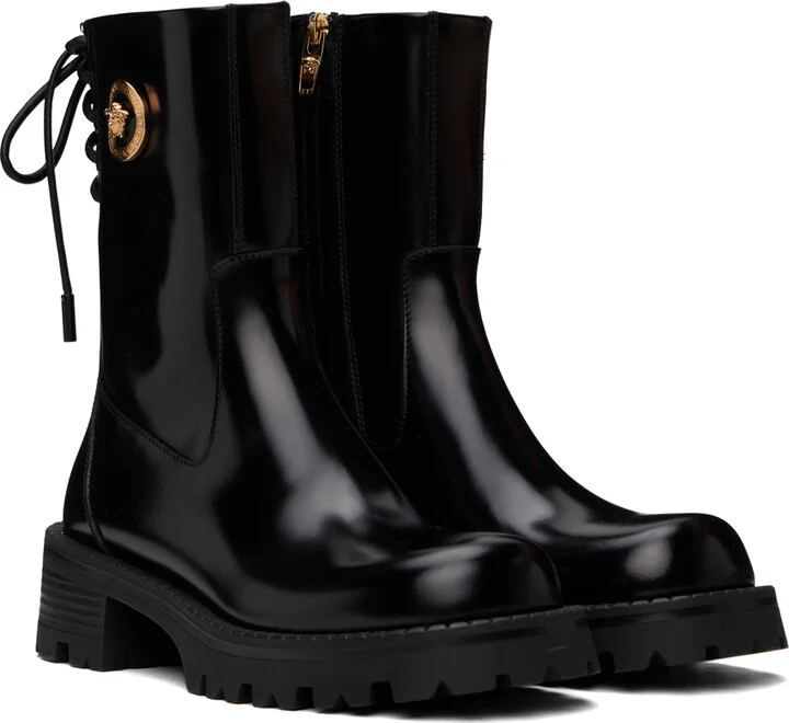 Versace Black Alia Ankle Boots - Image 4