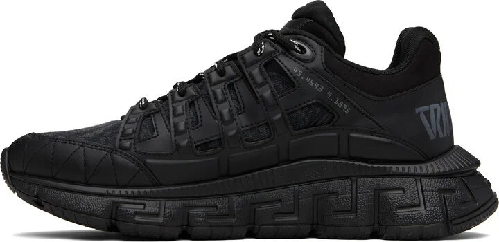 Versace Black Barocco Jacquard Trigreca Sneakers - Image 3