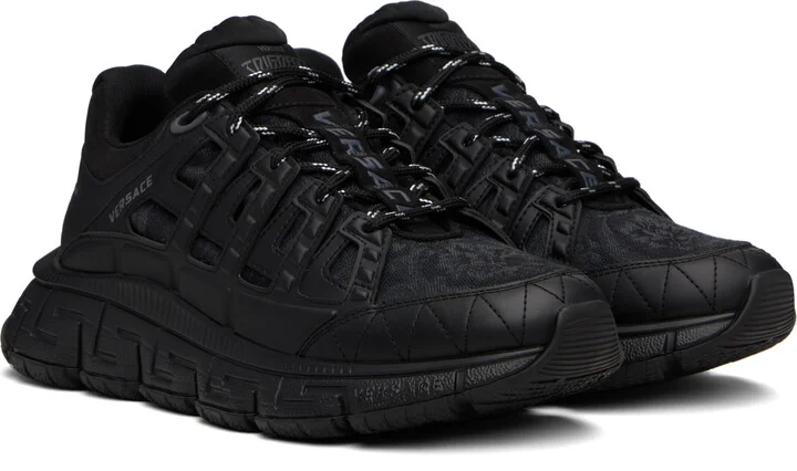 Versace Black Barocco Jacquard Trigreca Sneakers - Image 4