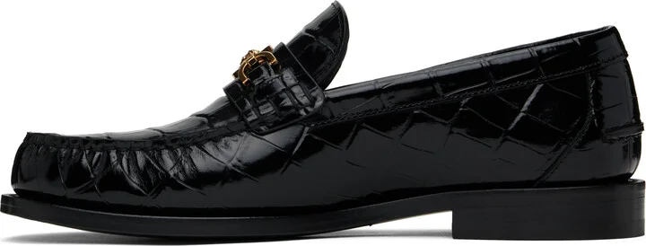 Versace Black Croc-Effect Medusa '95 Loafers - Image 3