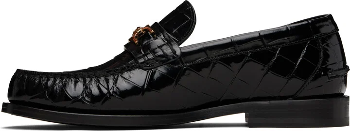 Versace Black Croc-Effect Medusa '95 Loafers - Image 3