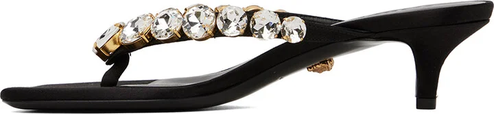 Versace Black Crystal Heeled Sandals - Image 3