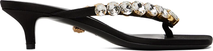 Versace Black Crystal Heeled Sandals