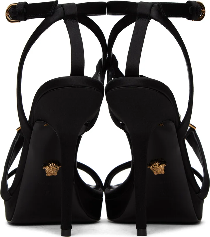 Versace Black Crystal Medusa '95 Heeled Sandals - Image 2