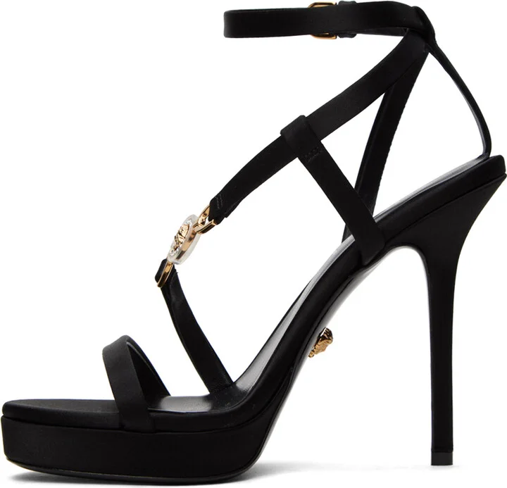 Versace Black Crystal Medusa '95 Heeled Sandals - Image 3