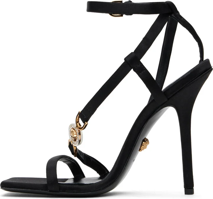 Versace Black Crystal Medusa '95 Heeled Sandals - Image 3