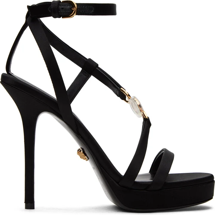 Versace Black Crystal Medusa '95 Heeled Sandals