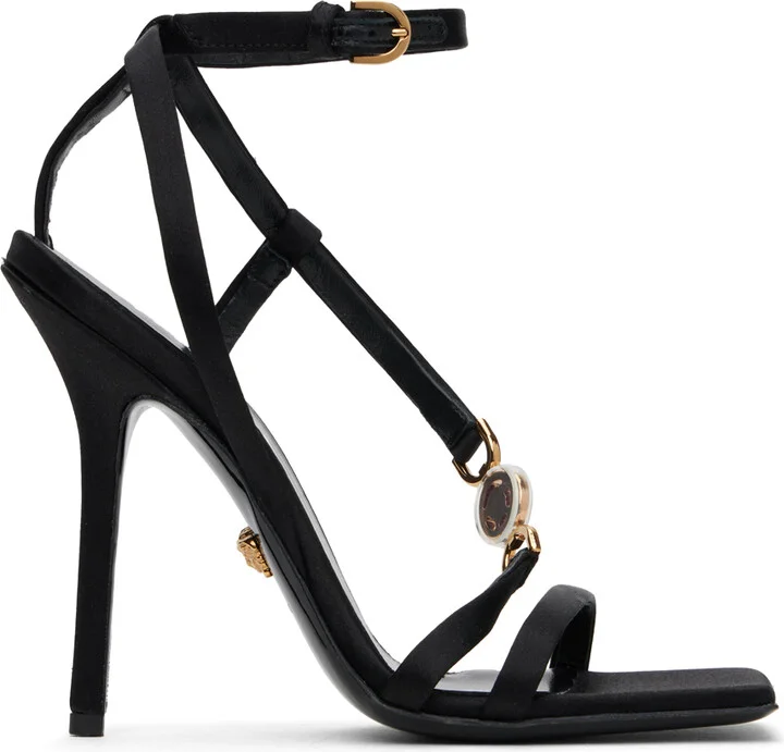 Versace Black Crystal Medusa '95 Heeled Sandals