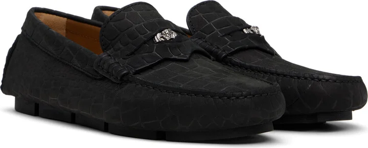 Versace Black Driver Loafers - Image 4