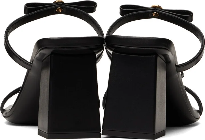 Versace Black Gianni Ribbon Heeled Sandals - Image 2