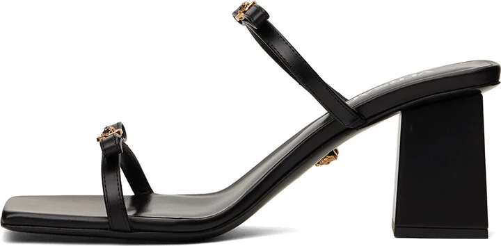 Versace Black Gianni Ribbon Heeled Sandals - Image 3