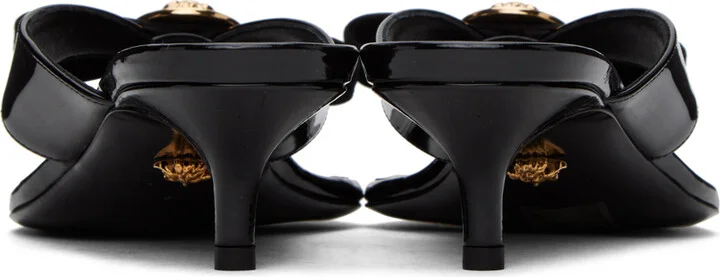 Versace Black Gianni Ribbon Low Mules - Image 2