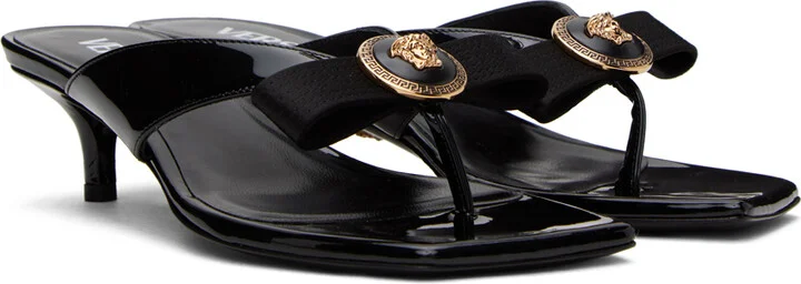 Versace Black Gianni Ribbon Low Mules - Image 4