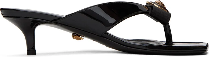 Versace Black Gianni Ribbon Low Mules