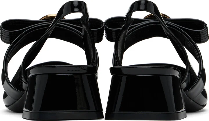 Versace Black Gianni Ribbon Patent Slingback 35 mm Heels - Image 2