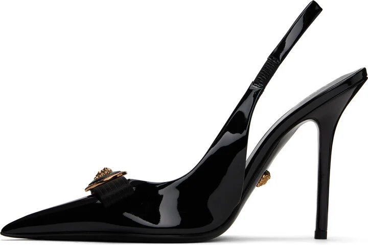 Versace Black Gianni Ribbon Slingback 110mm Heels - Image 3