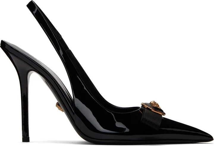Versace Black Gianni Ribbon Slingback 110mm Heels