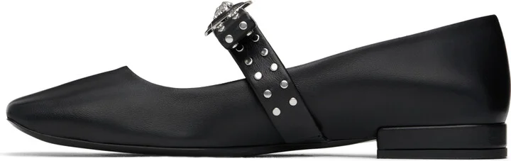 Versace Black Gianni Ribbon Studded Ballerina Flats - Image 3
