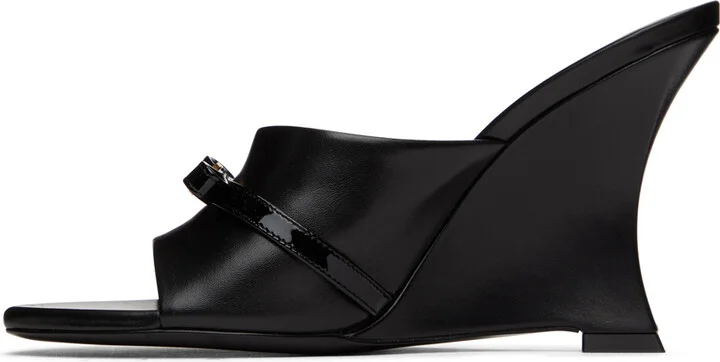 Versace Black Gianni Ribbon Wedge Mules - Image 3