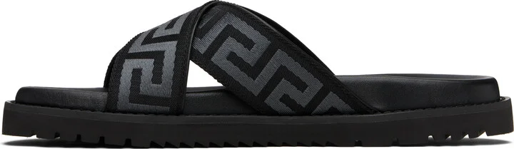 Versace Black Greca Slides - Image 3