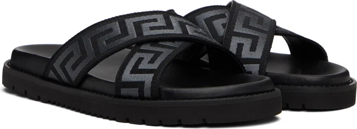Versace Black Greca Slides - Image 4