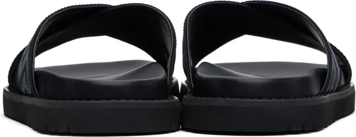 Versace Black Greek Ribbon Sandals - Image 2