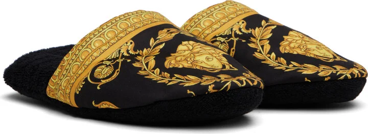 Versace Black 'I Heart Baroque' Slippers - Image 4