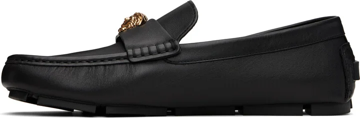 Versace Black 'La Medusa' Driver Loafers - Image 3