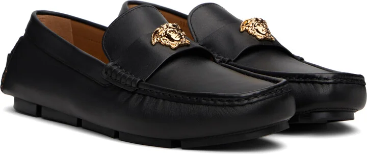 Versace Black 'La Medusa' Driver Loafers - Image 4