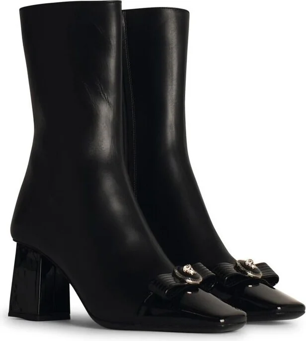 Versace Black Leather Ankle Boots - Image 2