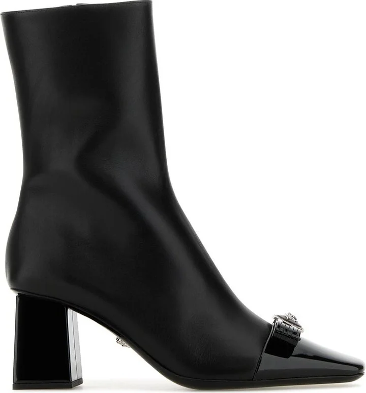 Versace Black Leather Ankle Boots - Image 4