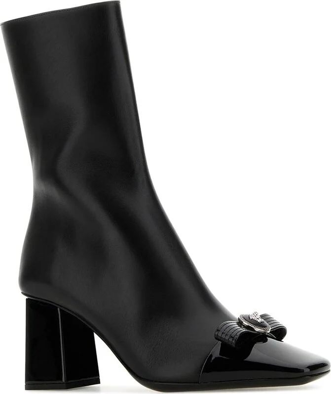 Versace Black Leather Ankle Boots - Image 5