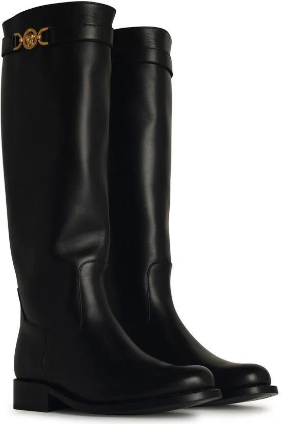 Versace Black Leather Boots - Image 2