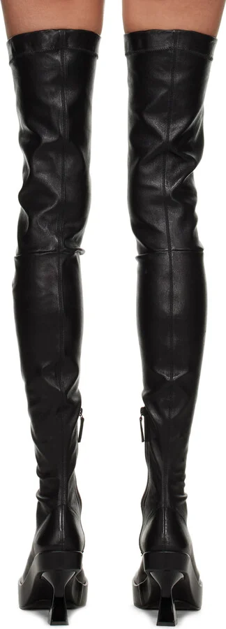 Versace Black Leather Over-The-Knee Boots - Image 2