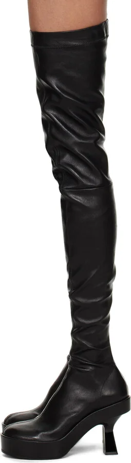 Versace Black Leather Over-The-Knee Boots - Image 3