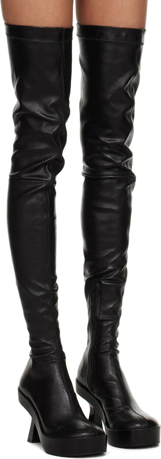Versace Black Leather Over-The-Knee Boots - Image 4