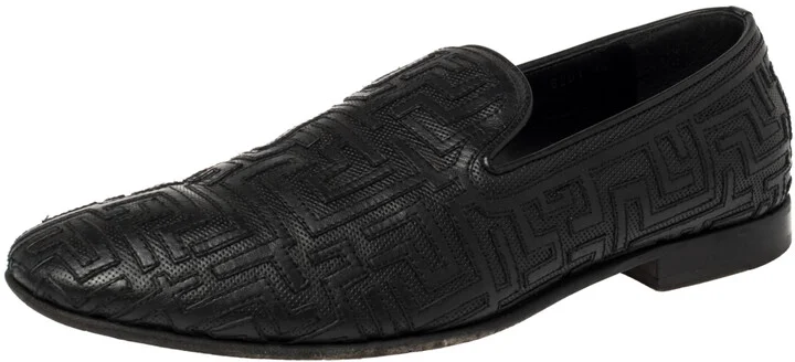 Versace Black Leather Smoking Slippers Size 42