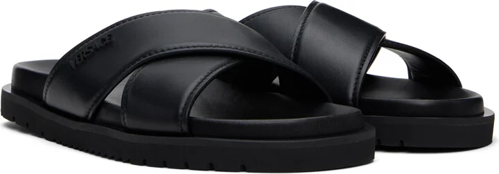 Versace Black Logo Sandals - Image 4