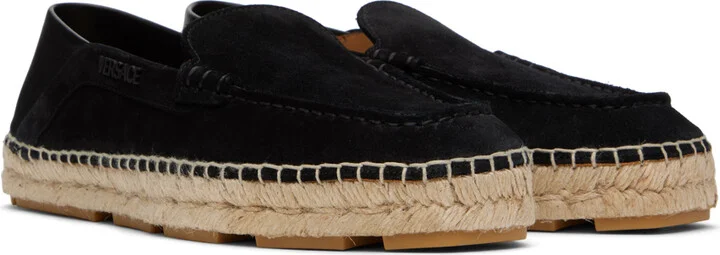 Versace Black Logo Suede Espadrilles - Image 4