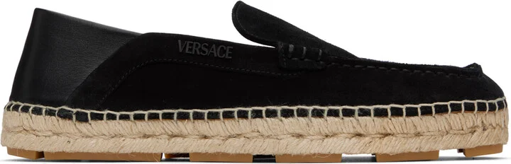 Versace Black Logo Suede Espadrilles