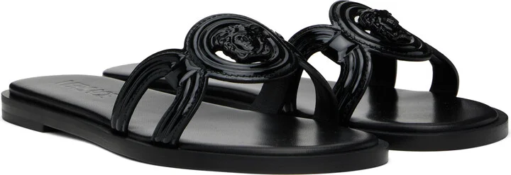 Versace Black Medusa '95 Flat Sandals - Image 4