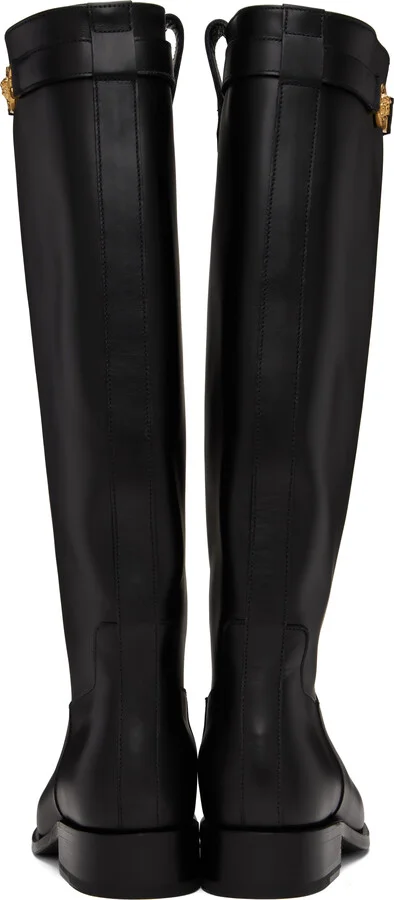Versace Black Medusa '95 Knee High Tall Boots - Image 2